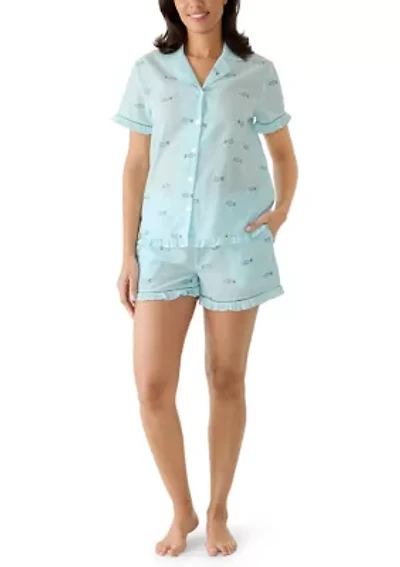 Women's Woven Notch Sleep Set