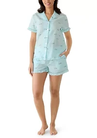 Women's Woven Notch Sleep Set