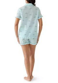 Women's Woven Notch Sleep Set