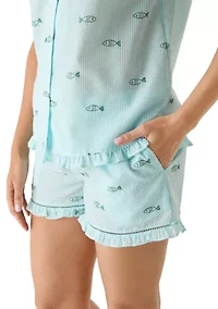 Women's Woven Notch Sleep Set