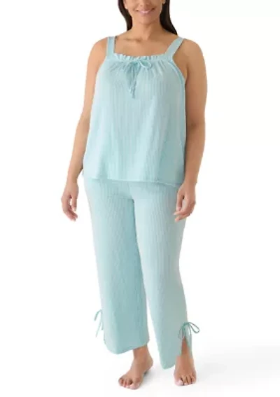 Plus Sleeveless Top and Pants Pajama Set