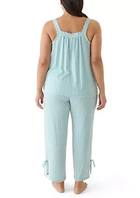 Plus Sleeveless Top and Pants Pajama Set