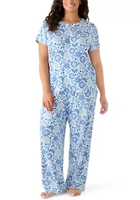 Plus Short Sleeve Knit Pants