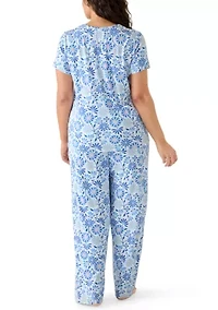 Plus Short Sleeve Knit Pants