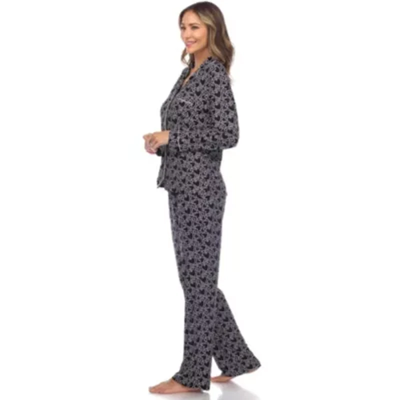 Women's Long Sleeve Heart Print Pajama Set