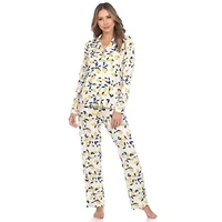 Women's Lemon Print Button Front Pajama Set
