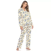 Women's Lemon Print Button Front Pajama Set