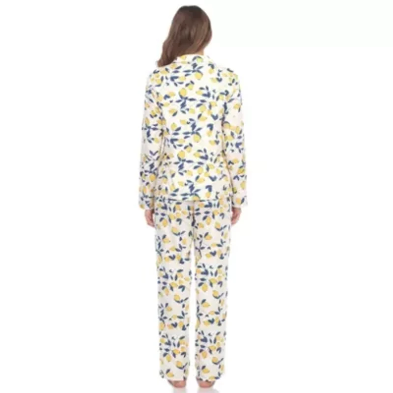 Women's Lemon Print Button Front Pajama Set