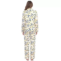 Women's Lemon Print Button Front Pajama Set