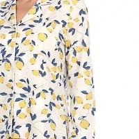 Women's Lemon Print Button Front Pajama Set