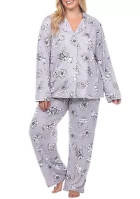 Plus Long Sleeve Floral Pajama Set