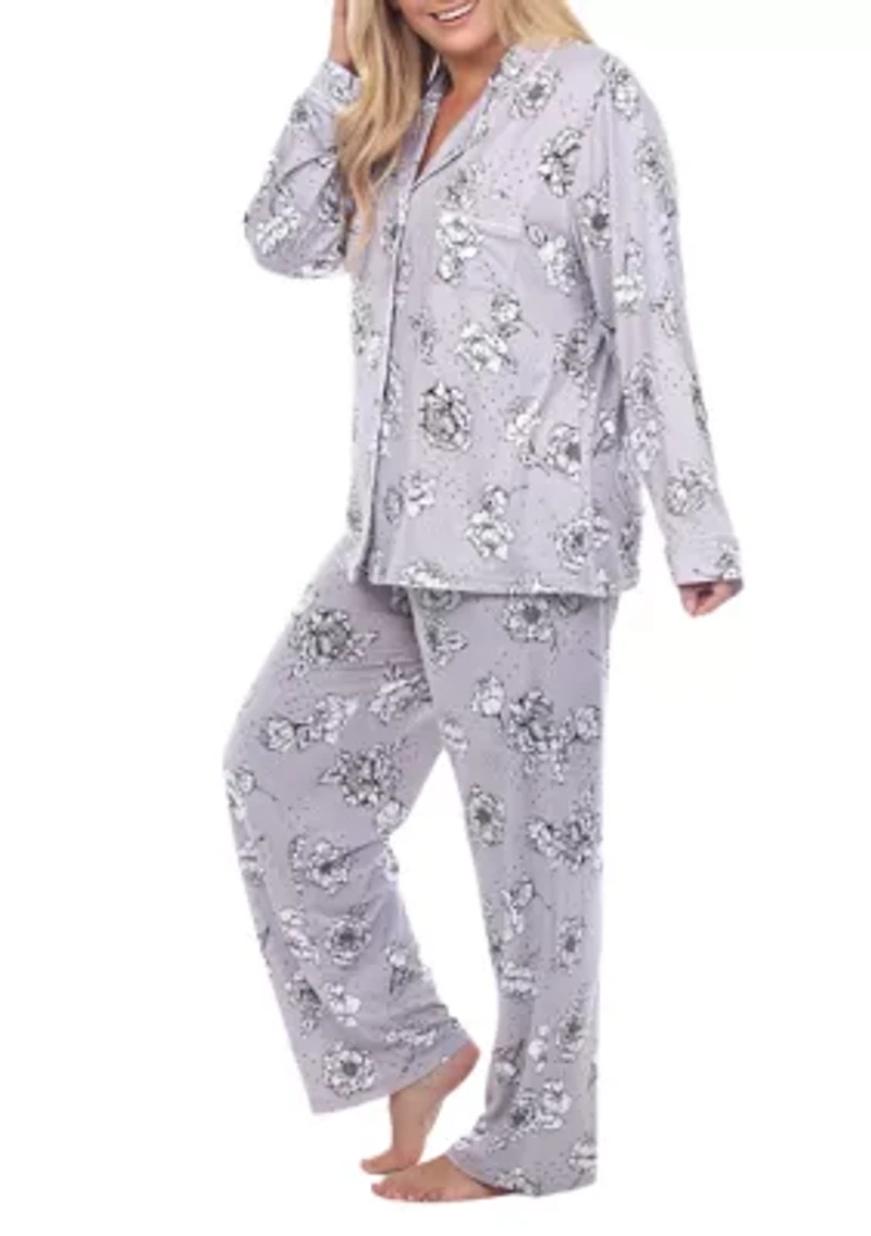 Plus Long Sleeve Floral Pajama Set