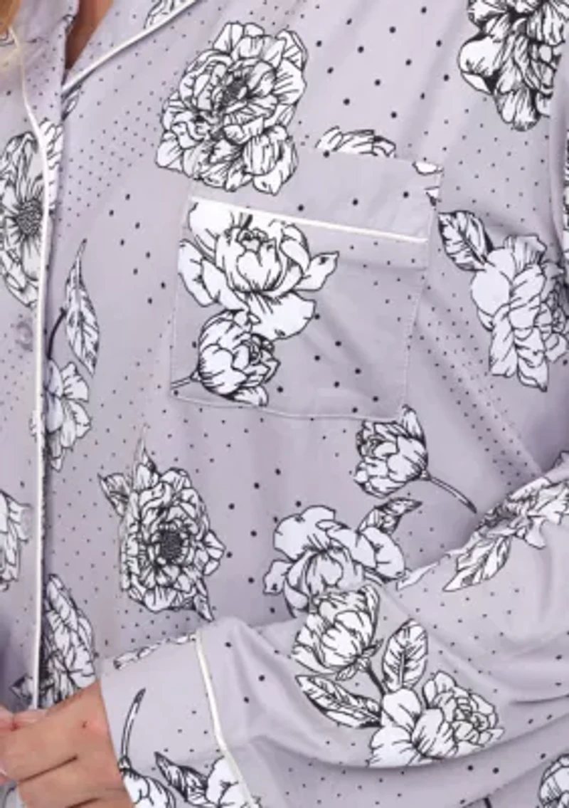 Plus Long Sleeve Floral Pajama Set