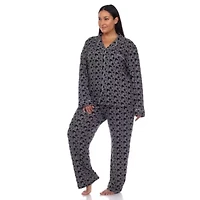 Plus Long Sleeve Heart Print Pajama Set
