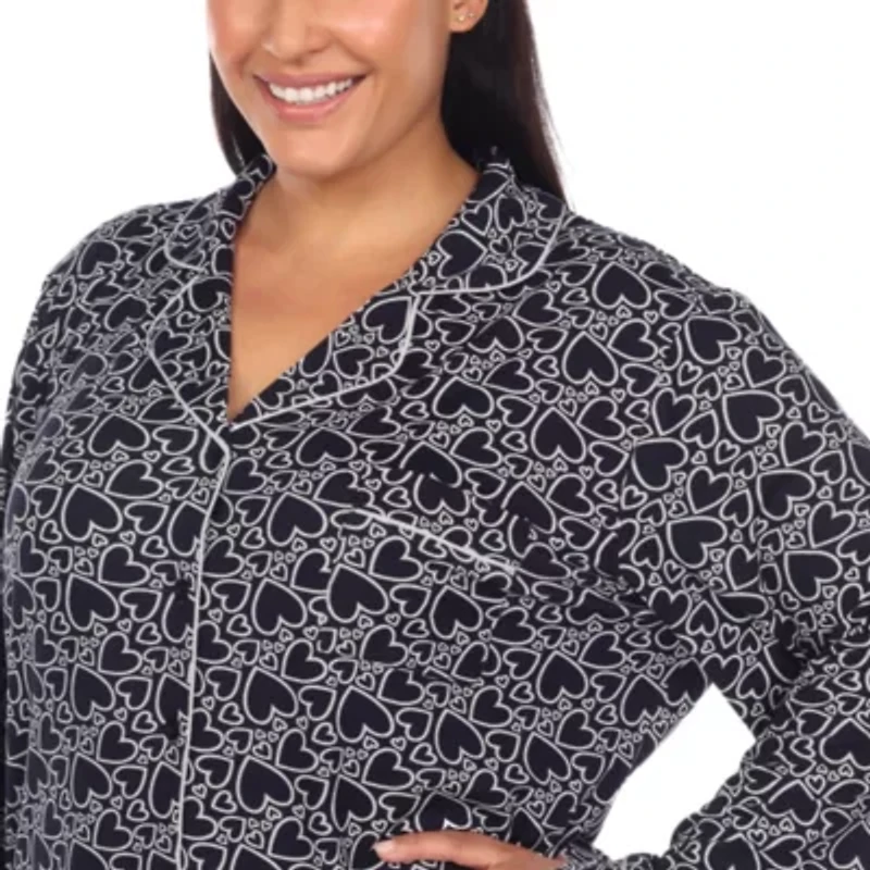 Plus Long Sleeve Heart Print Pajama Set