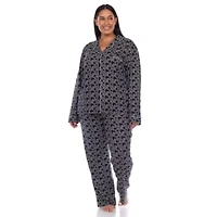 Plus Long Sleeve Heart Print Pajama Set