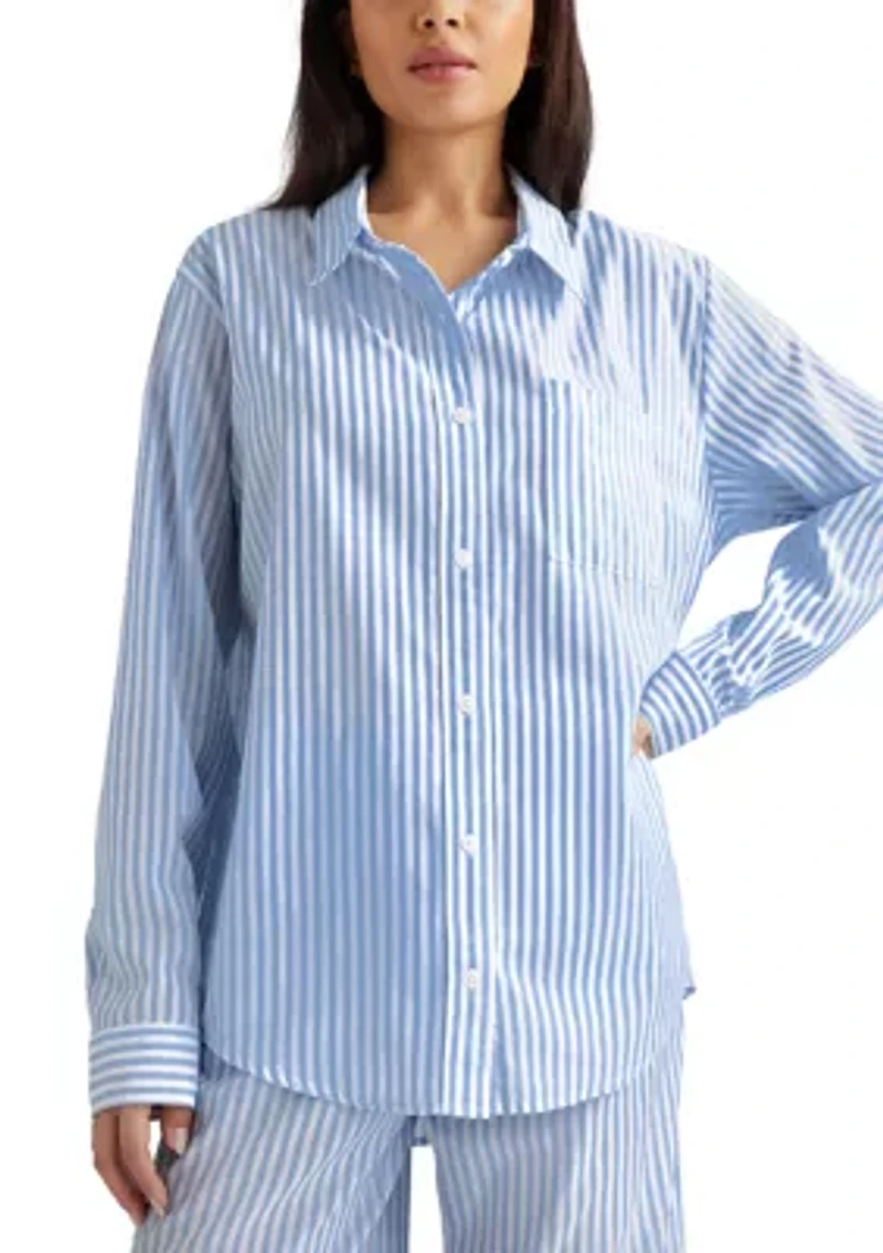 Women's Long Sleeve Button Front Sleep Shirt