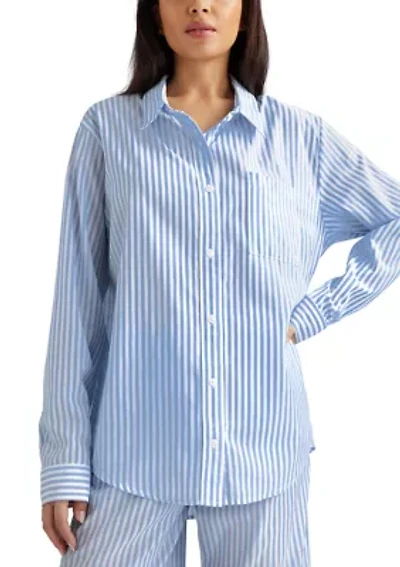 Women's Long Sleeve Button Front Sleep Shirt