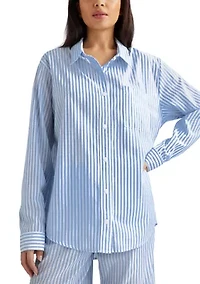 Women's Long Sleeve Button Front Sleep Shirt