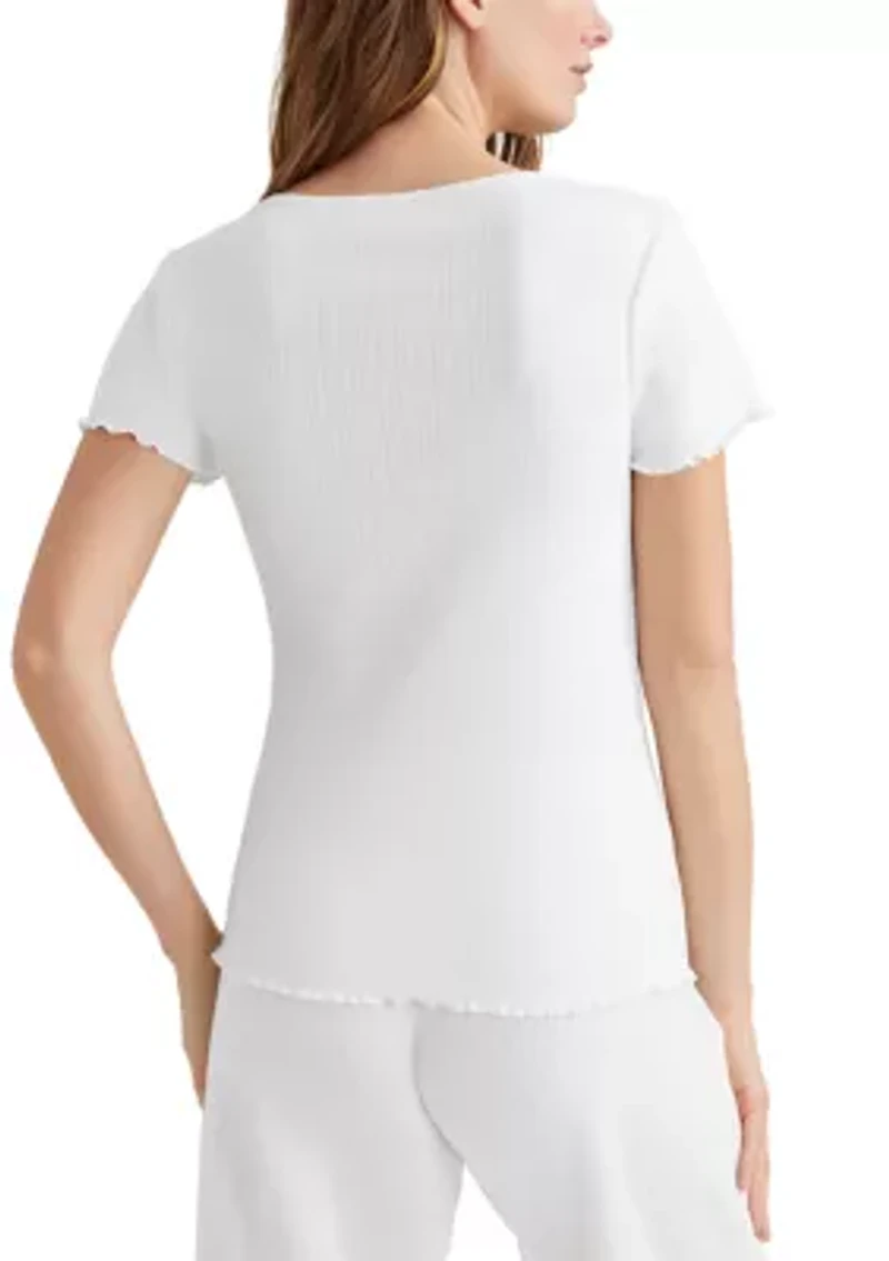 Pointelle Short Sleeve Shirt