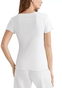 Pointelle Short Sleeve Shirt
