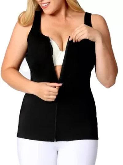 Scoop Neck Front Zip Tank Top