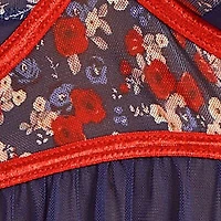 Inga Fine Mesh and Printed Floral 2PC Babydoll Panty Set Lingerie