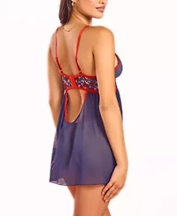 Inga Fine Mesh and Printed Floral 2PC Babydoll Panty Set Lingerie