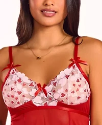 Corey 2PC Heart Lace and Princess Seam Babydoll Set Lingerie