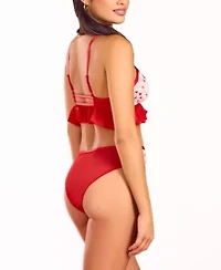 Jill 2PC Heart Lace and Ruffle Bralette Panty Set Lingerie