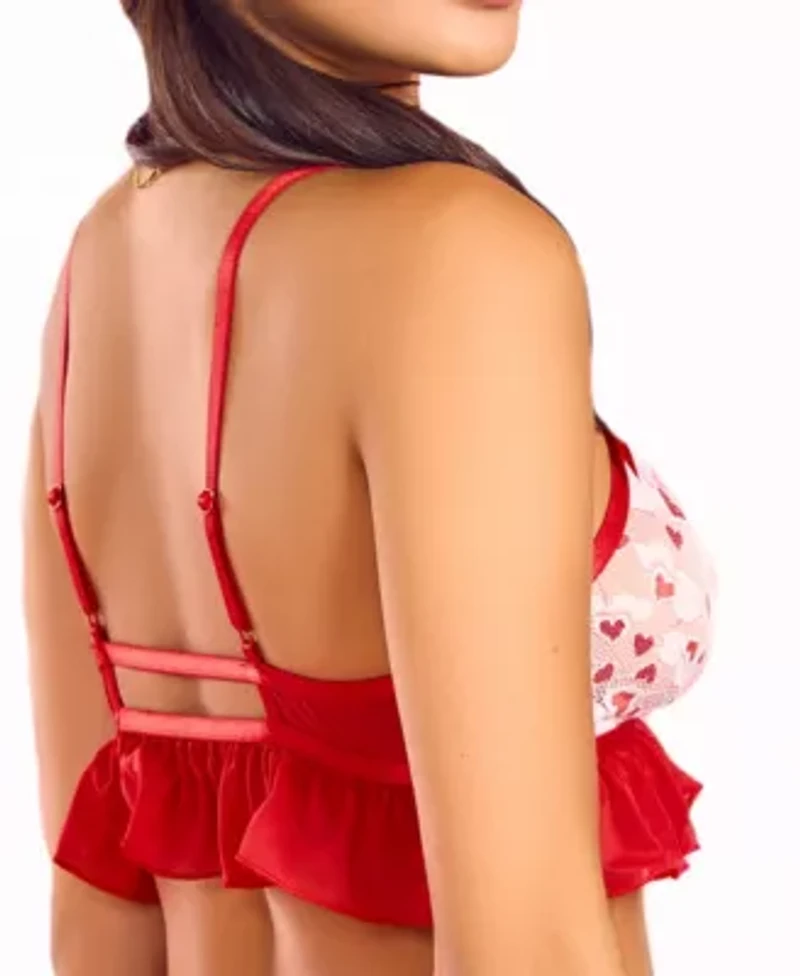 Jill 2PC Heart Lace and Ruffle Bralette Panty Set Lingerie