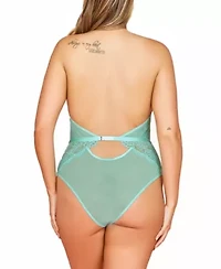 Gisele Plus Mint Rosette Bows & Lace Intimate Halter Bodysuit