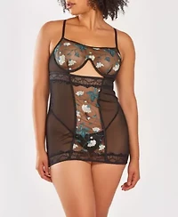 Women's Plus 2 PC Underwire Chemise Lingerie Set