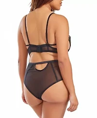 Women's Plus 2PC Underwire Gold Laced Bralette and Panty Lingerie set