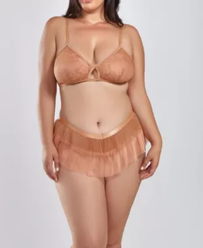 Beatrice Plus 2PC Lace & Pleat Mesh Bra Set