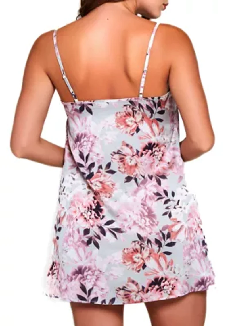 Plus V Neck Floral Satin Chemise