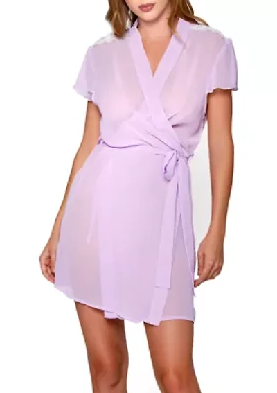 Justine Sheer Chiffon and Lace Robe