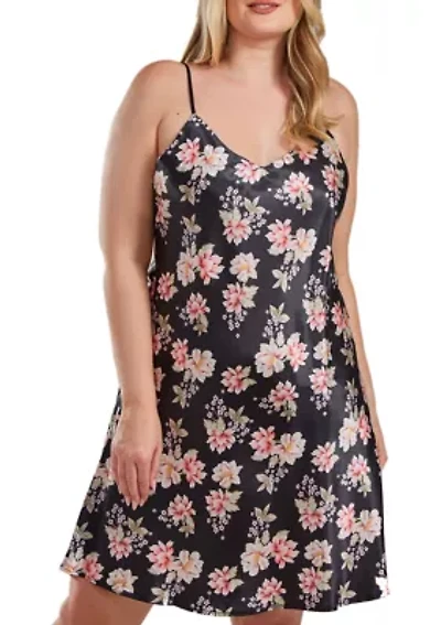 Roslyn Plus Ultra Soft Floral Satin  Chemise Bias Cut Silhouette