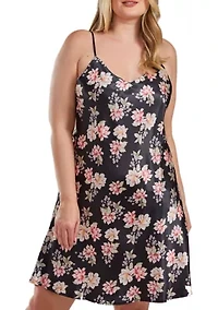 Roslyn Plus Ultra Soft Floral Satin  Chemise Bias Cut Silhouette