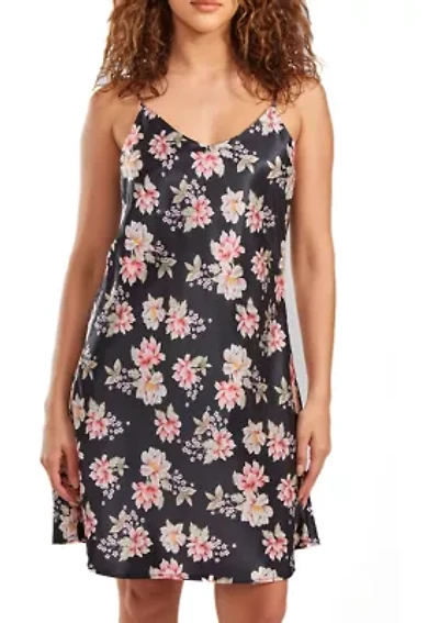 Roslyn Ultra Soft Floral Satin  Chemise Bias Cut Silhouette