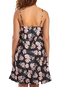 Roslyn Ultra Soft Floral Satin  Chemise Bias Cut Silhouette
