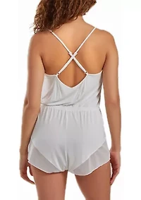 Fallen Plus Lace Ultra Soft Romper Trimmed Sheer Mesh