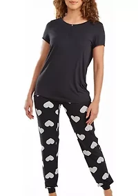 Kindred Heart 2pc Modal Tee and Jogging Pant Pj Set Comfy Cozy Style.