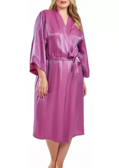 Autumn Plus Iridescent Robe with Self Tie Sash and Inner Ties.