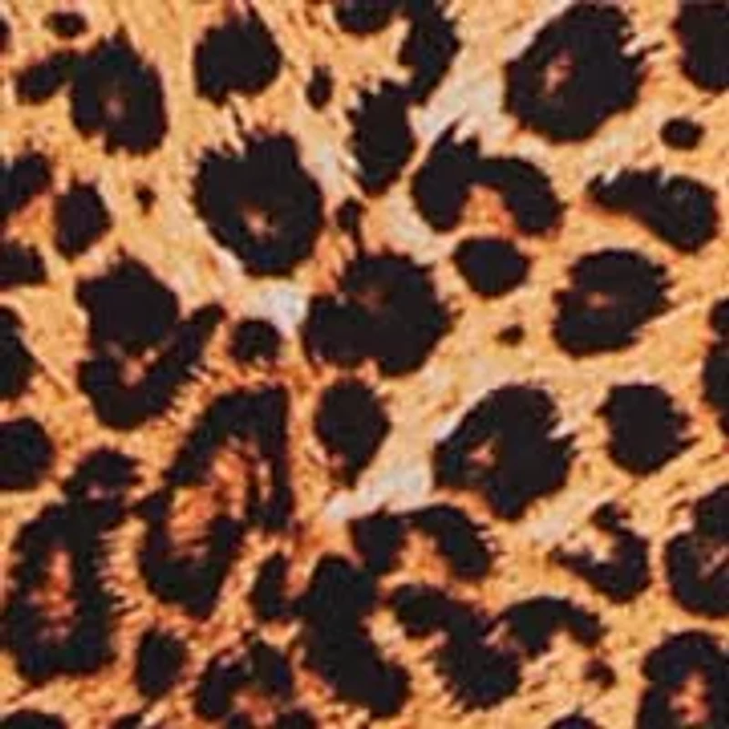 Reise Leopard Robe with Self Tie Sash and Lace Trimmed Hemlines