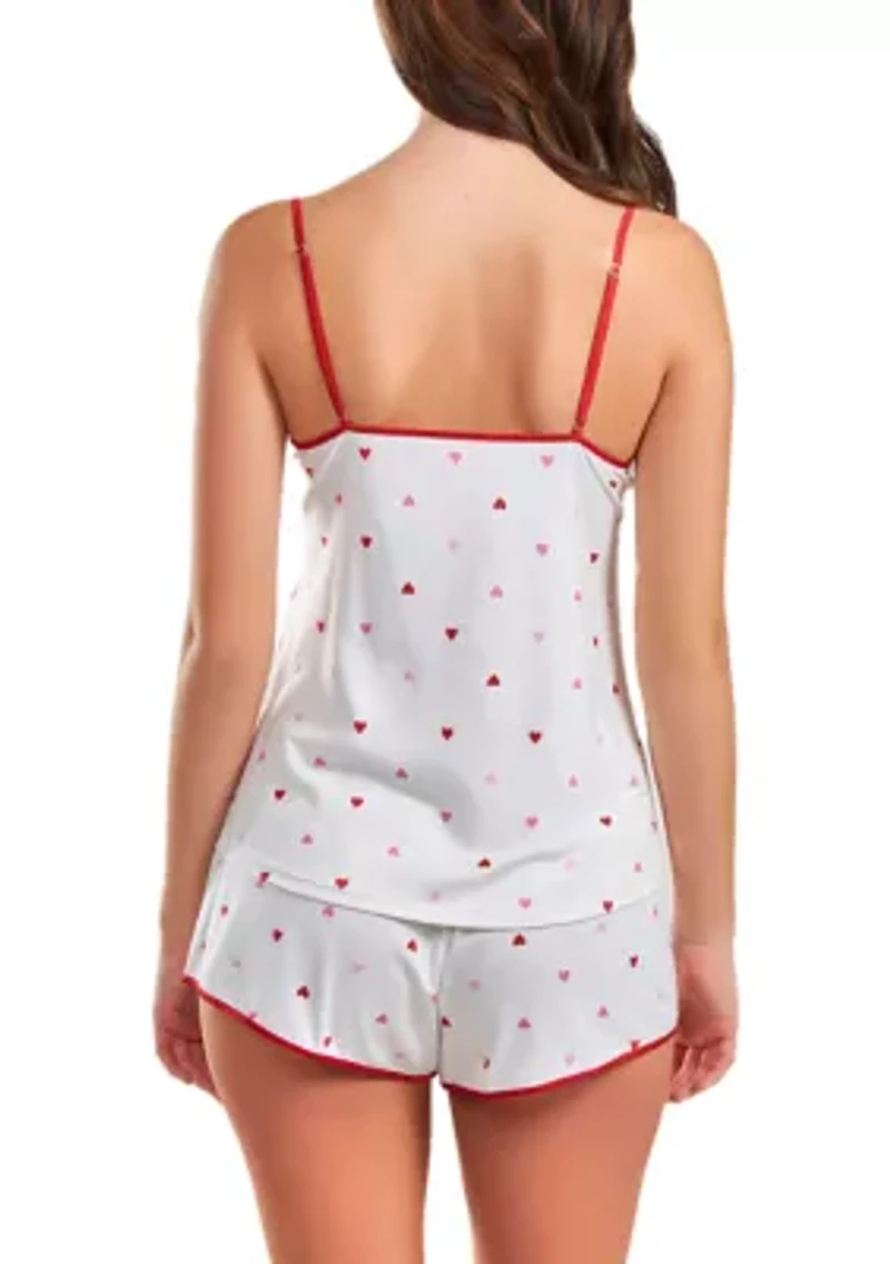 Lilly Heart Printed PJ Short Set Trimmed Red.