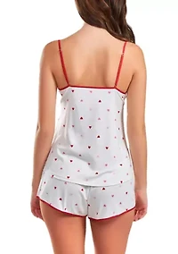 Lilly Heart Printed PJ Short Set Trimmed Red.