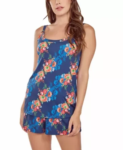 iCollections Plus Womans 2PC Floral Microfiber Tank and Short Pajama Set