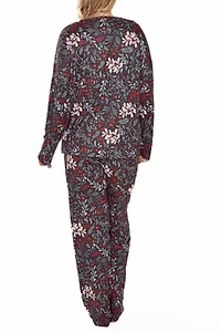 iCollection Plus Womans Ultra Soft Floral Print Top and Pant Pajama Set