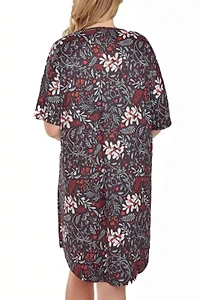 iCollection Plus Womans S/S Ultra Soft Floral Print Sleepshirt Nightgown
